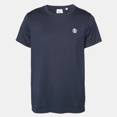 Pre-owned Burberry Navy Blue Jersey Crewneck T-shirt L