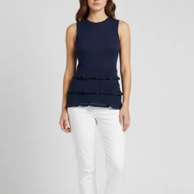 Pre-owned Burberry Navy Blue Knit Fabric Sleeveless Blouse S