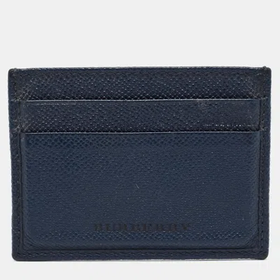 Pre-owned Burberry Navy Blue Leather Card Holder