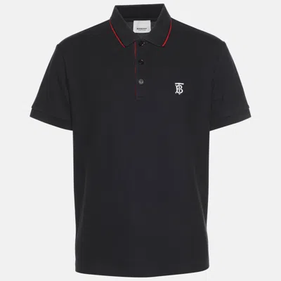 Pre-owned Burberry Navy Blue Pique Polo T-shirt L