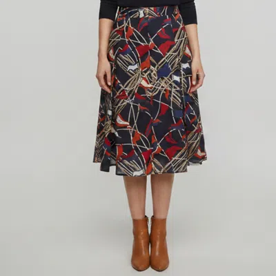 Pre-owned Burberry Navy Blue Printed Cotton Pleated Short Skirt M