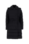 Burberry Double-breasted Kent Long Puffer Coat With Belt In Blue