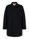 Burberry Black Single-breasted Trench Coat With Concealed Closure In Gabardine Man In Navy Blue