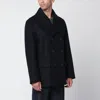 Burberry Navy Blue Wool Double-breasted Coat In Blue