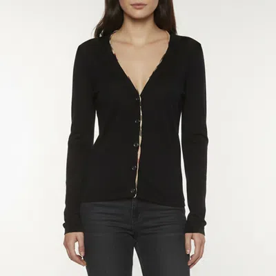 Pre-owned Burberry Navy Blue Wool Knit Button Up Cardigan S