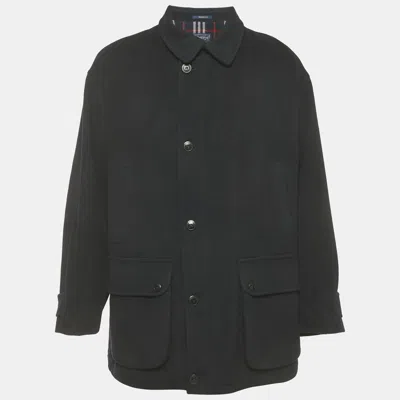 Pre-owned Burberry Navy Blue Wool Short Coat M