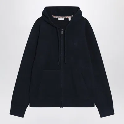 Burberry Navy Blue Zip-up Cardigan In Black