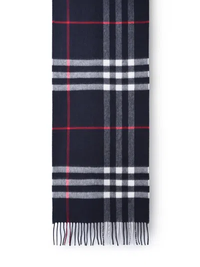 Burberry The Classic Check Fringed Scarf In Blue