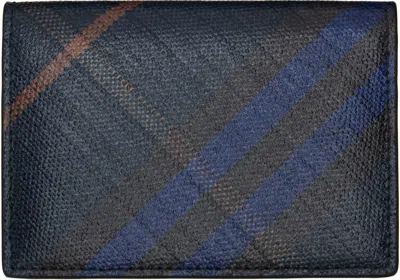 Burberry Navy Check Folding Card Holder