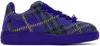 BURBERRY NAVY CHECK KNIT BOX SNEAKERS