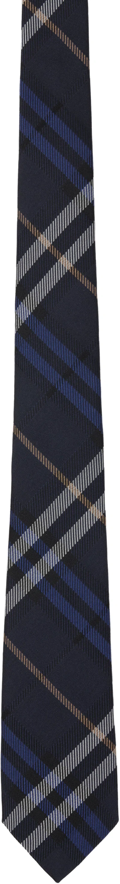Burberry Navy Check Silk Tie