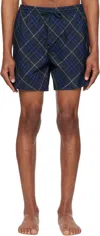 Burberry Check Pattern Swim Shorts With Drawstring Waist In Midnight Ip Check