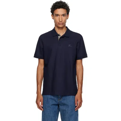 Burberry Navy Cotton Polo In Blue
