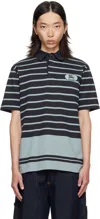 Burberry Navy Index Stripe Polo In Blue