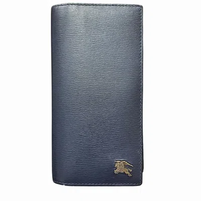 Pre-owned Burberry Navy Leather Long Wallet (bi-fold) ()