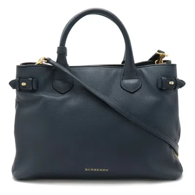 Pre-owned Burberry Navy Leather Shoulder Bag Tote Bag ()
