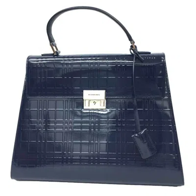 Pre-owned Burberry Navy Patent Leather Handbag Tote Bag ()