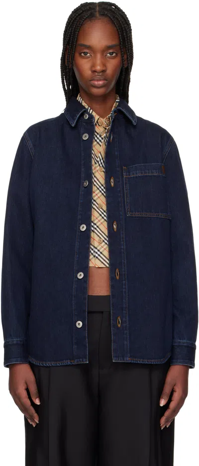 Burberry Navy Regular Fit Denim Shirt In Indigo