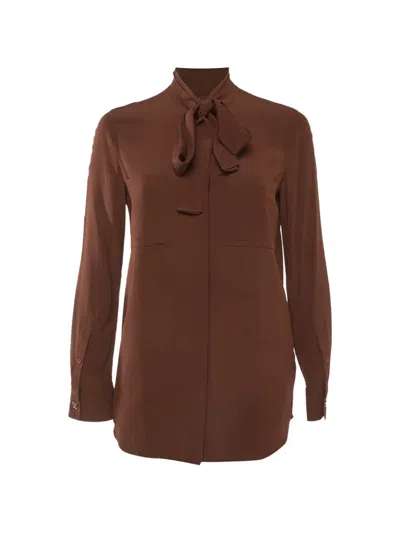 Pre-owned Burberry Neck-tie Long-sleeve Shirt In Brown