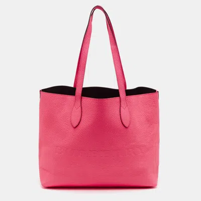 Pre-owned Burberry Neon Pink Leather Remington Tote