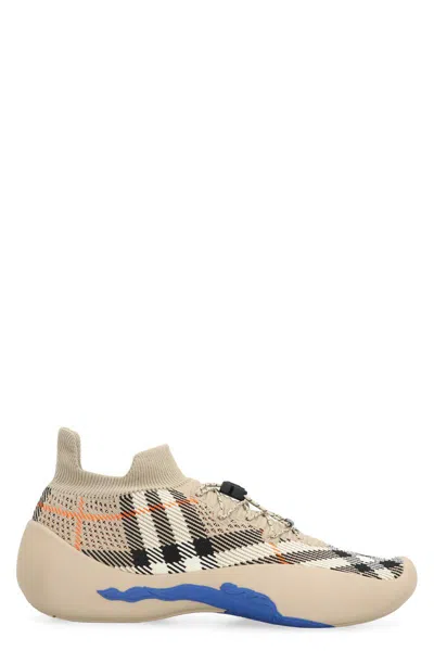 Burberry Neptune Knitted Slip-on Sneakers In Beige
