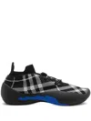 Burberry Black & White Check Knit Neptune Sneakers In C1505