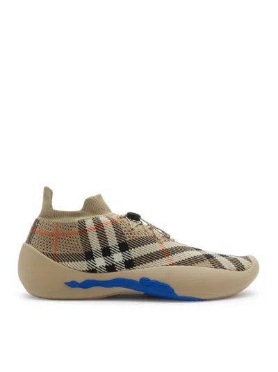Burberry Check Knit Neptune Sneakers In Beige
