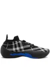 Burberry Black & White Check Knit Neptune Sneakers In Black