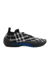 Burberry Neptune Check Logo Sneakers In Black