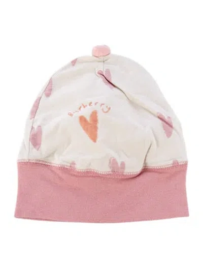 Pre-owned Burberry Babies' Neutral And Pink Patterned Beanie In Neutrals/pink