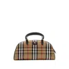 Burberry Highland Beige Handbag With Ekd Patch On The Front And All-over Check Motif In Cotton Blend Woman In Neutral