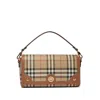Burberry Canvas And Leather Note Handbag With Check Pattern In Brown