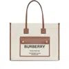 Burberry Frey Rectangular Cotton Shoulder Bag With Leather Trim