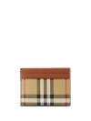 BURBERRY NEUTRAL CHECK AND LEATHER CARD CASE,807041820233979