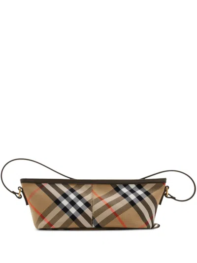 Burberry Neutral Checked Mini Shoulder Bag In Neutrals
