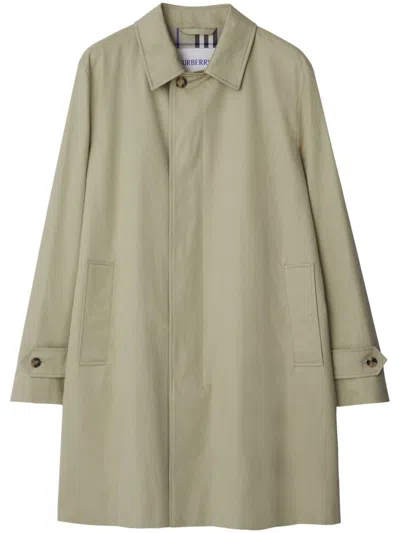 Burberry Garbardine Cotton Coat In Lichen