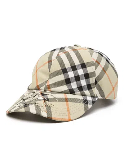 Burberry Check Adjustable Baseball Cap In Green