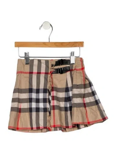 Pre-owned Burberry Babies' Neutral Patterned Skirt With Buckle And Velcro Closure