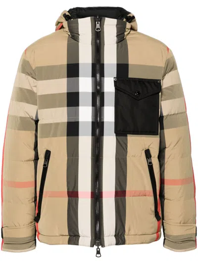 BURBERRY NEUTRAL RUTLAND REVERSIBLE PADDED JACKET - MEN'S - POLYESTER/POLYAMIDE/DUCK DOWN/DUCK FEATHERS