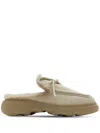 BURBERRY NEUTRAL STONY SHEARLING MULES - WOMEN'S - COTTON/SHEEP SKIN/SHEARLING/CALF SUEDE/POLYURETHANE