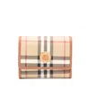 Burberry Check Tri-fold Wallet Vintage Pattern Stitching Trim
