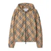 Burberry Check Pattern Jacket With Zip And Hood In Brown