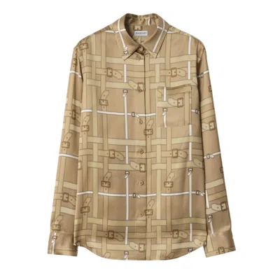 Burberry Belt-buckle Pattern Shirt In White