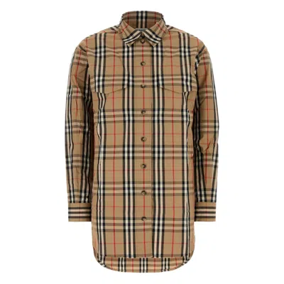 Burberry Embroidered Cotton Shirt In Brown