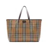 Burberry Womens Highlands Medium Cotton-blend Tote Bag Sand In White