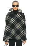 Burberry Check Wool Poncho In Black