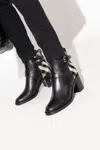 Burberry Pryle Check-print Leather Heeled Ankle Boots In Black