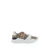 Burberry Beige And White Low Top Sneakers With Vintage Check Print And Rubber Sole In Canvas And Leather Man