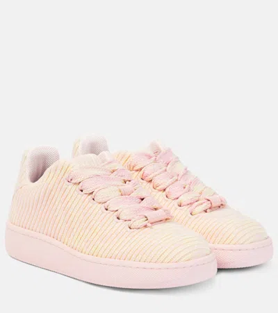 Burberry Embroidered Fabric Box Sneakers For Women In Cameo