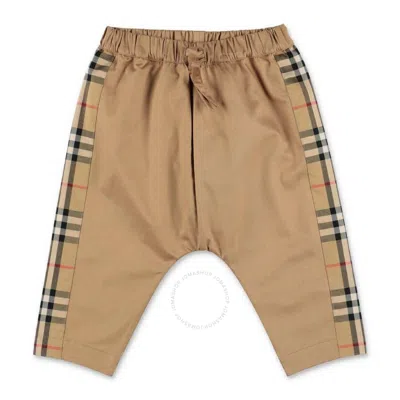 Burberry Newborn Ronny Vintage Check Panel Cotton Shorts In Brown